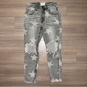 ONETEASPOON: Grey Star Print Skinny Jeans